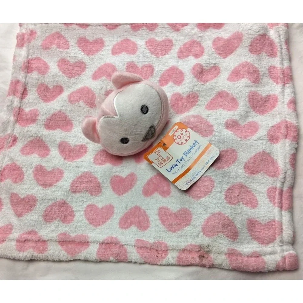 9pc Baby Girl Security Blanket Lovey Lot Pink Bunny Doll Flamingo Unicorn Satin